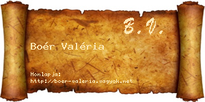 Boér Valéria névjegykártya